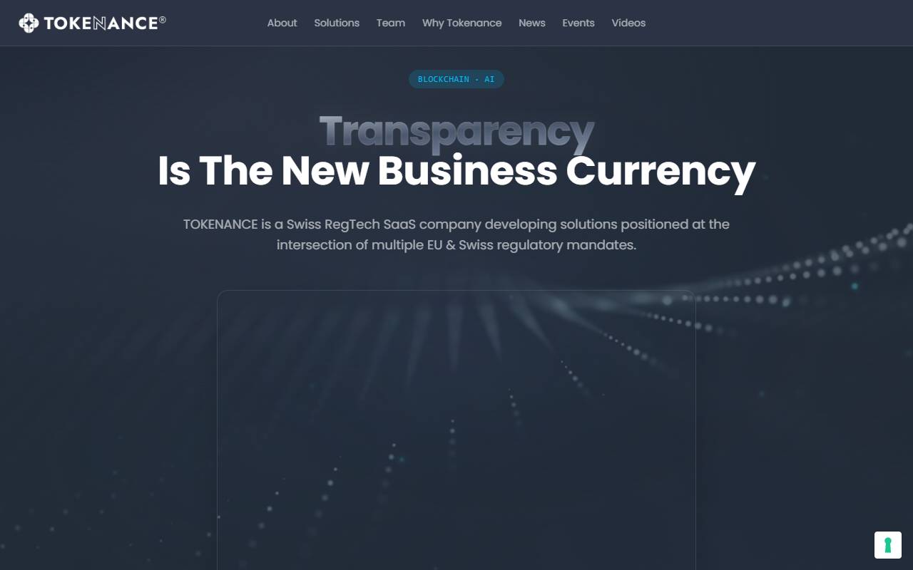 Anteprima del sito: Tokenance OÜ, Tallinn, succursale di Lugano