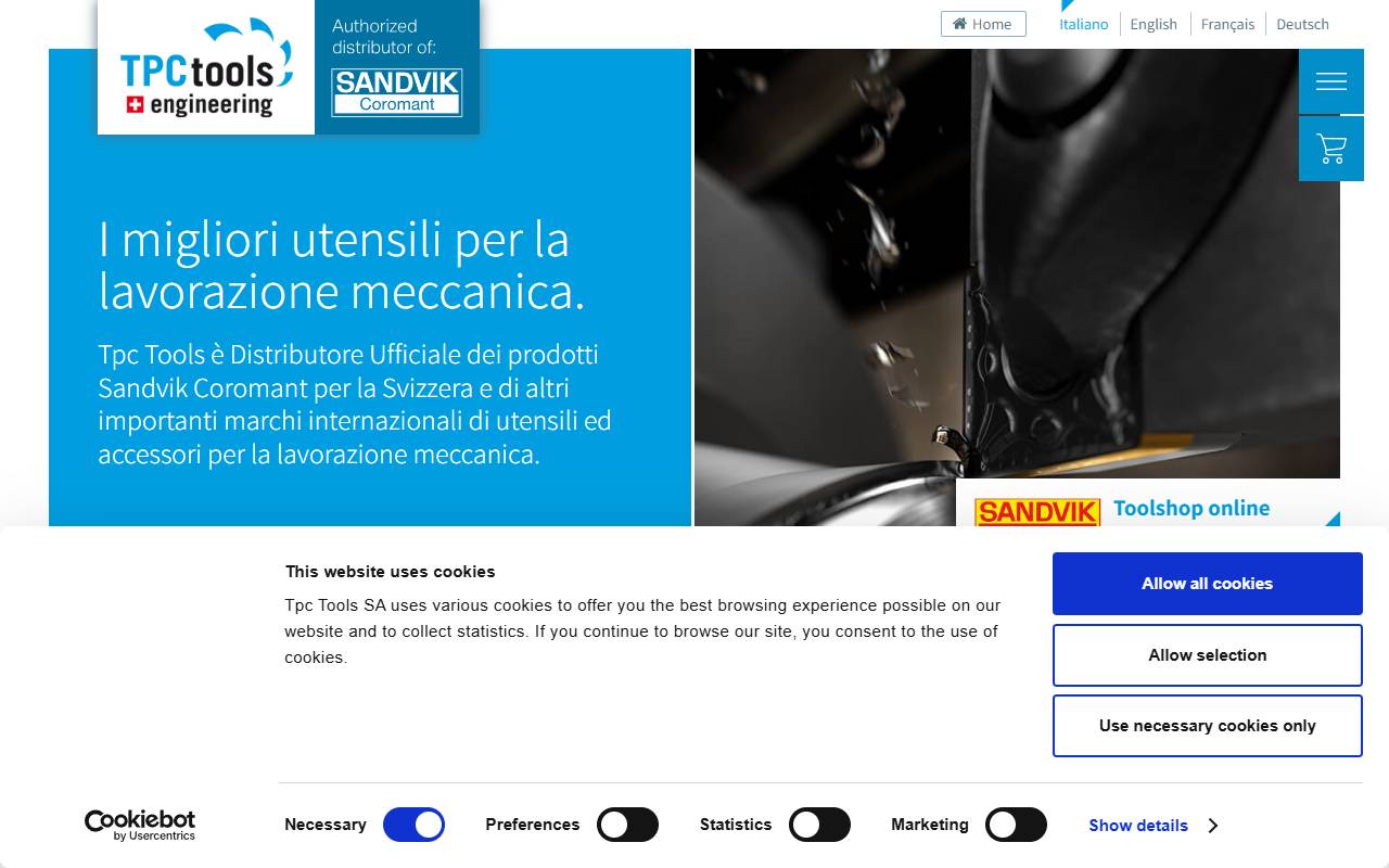 Anteprima del sito: TPC Tools SA