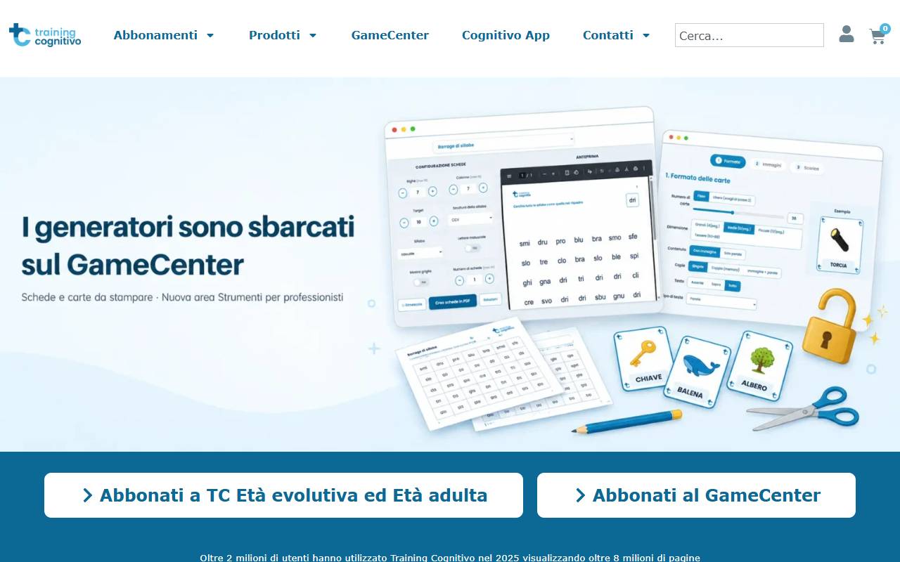 Anteprima del sito: Training Cognitivo SR Sagl
