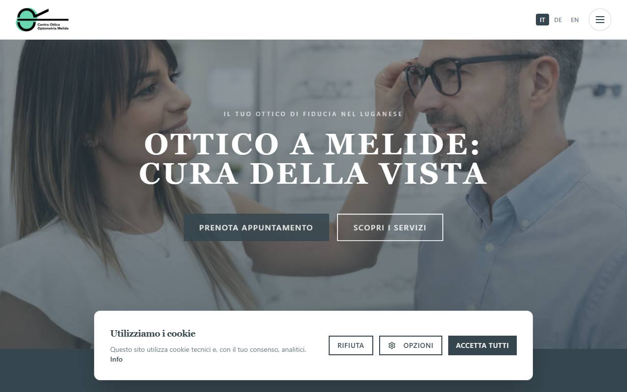 Anteprima del sito: Centro Ottica Optometria Melide di Rebecca Parisi
