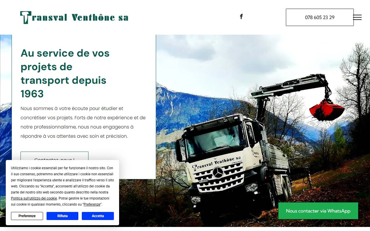 Anteprima del sito: Transval Sagl