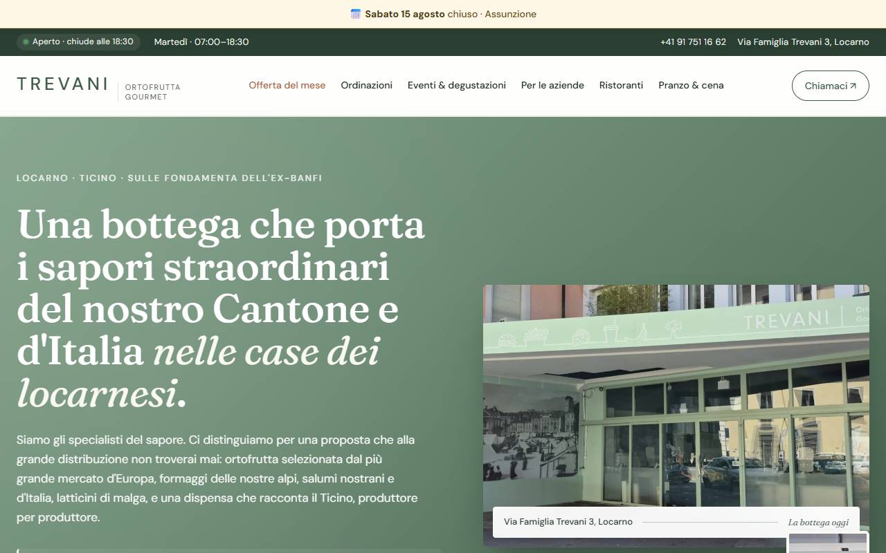Anteprima del sito: Trevani Sagl