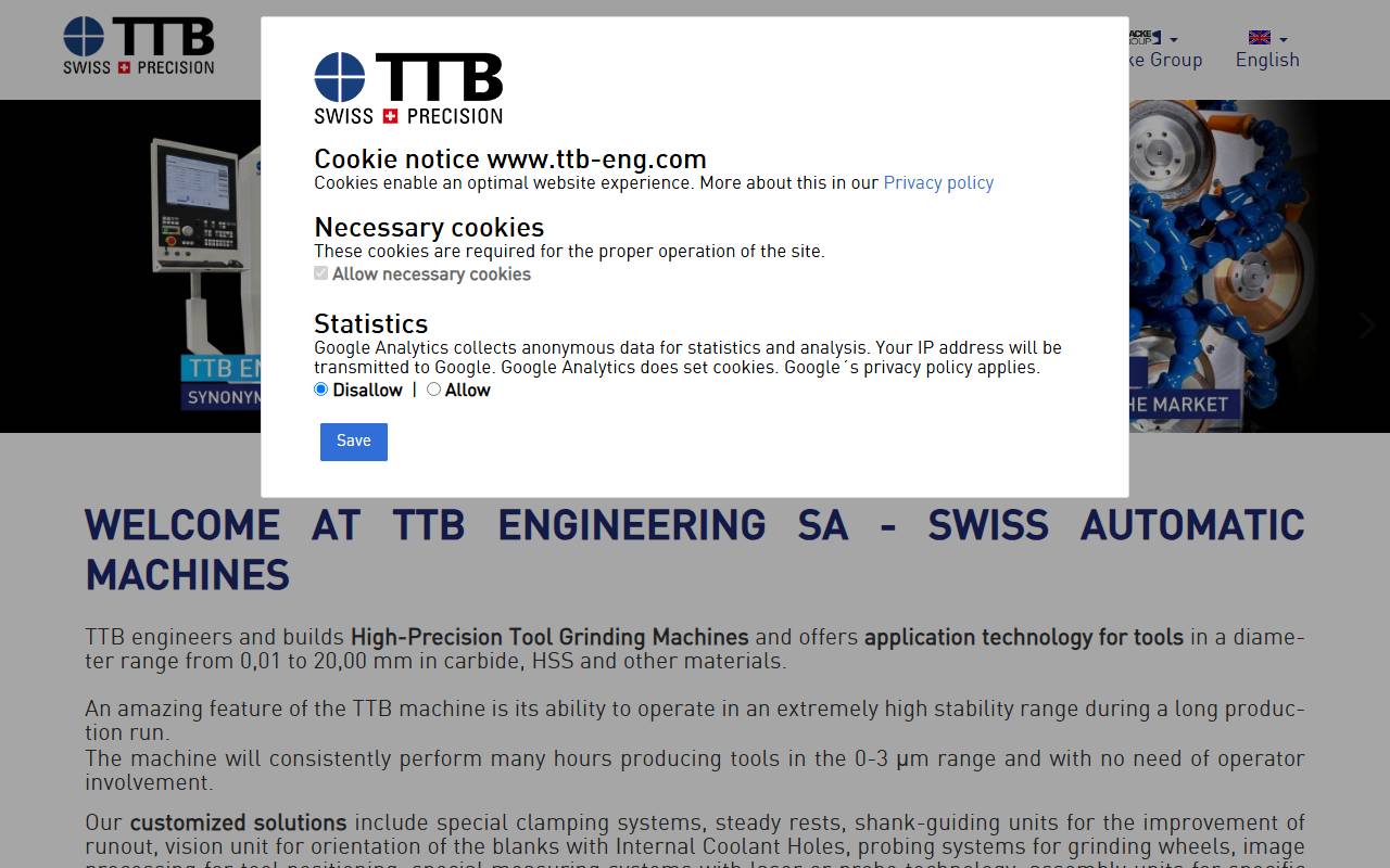 Anteprima del sito: TTB Engineering SA