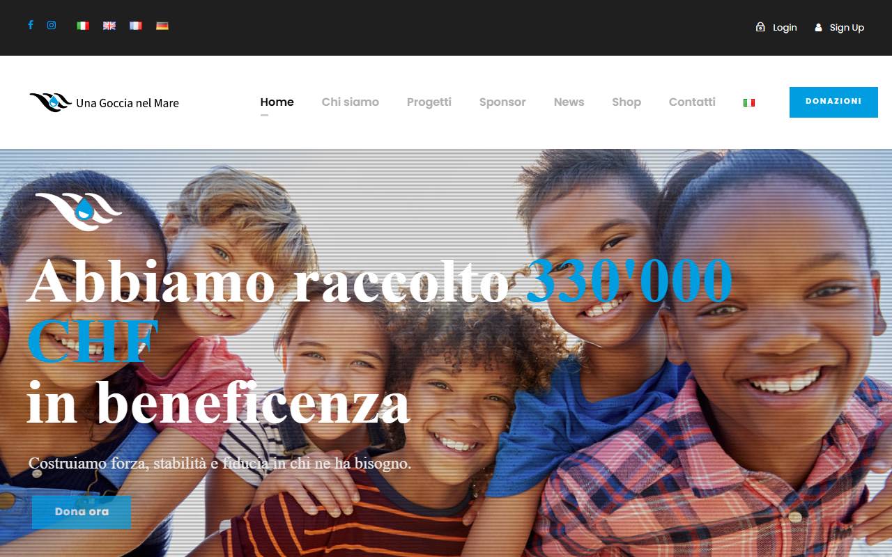 Anteprima del sito: Associazione una goccia nel mare