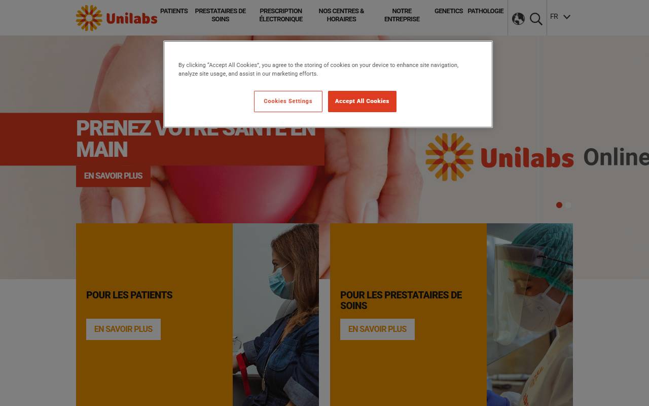 Anteprima del sito: Unilabs, Laboratoire d'analyses médicales SA, succursale de Manno