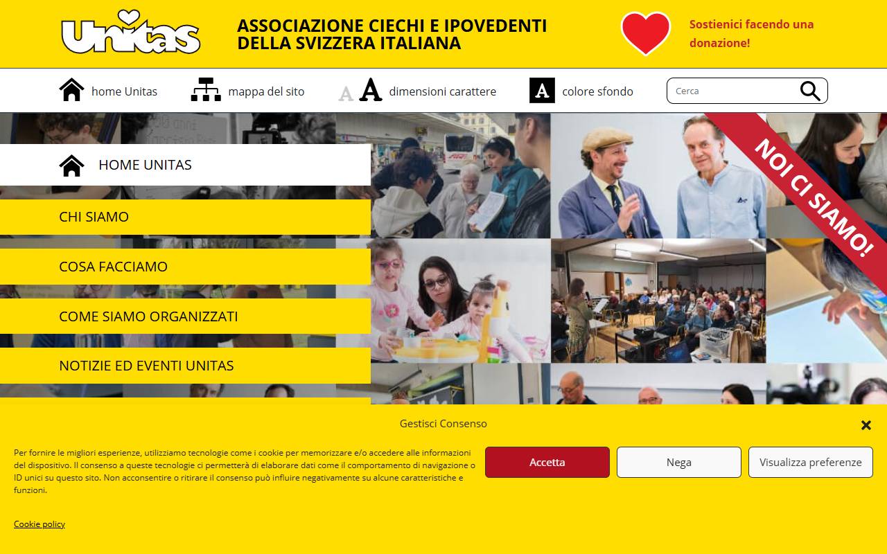 Anteprima del sito: UNITAS - Associazione ciechi e ipovedenti della Svizzera italiana