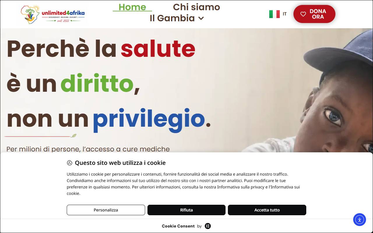 Anteprima del sito: Fondazione Unlimited4afrika by Esther Chapman