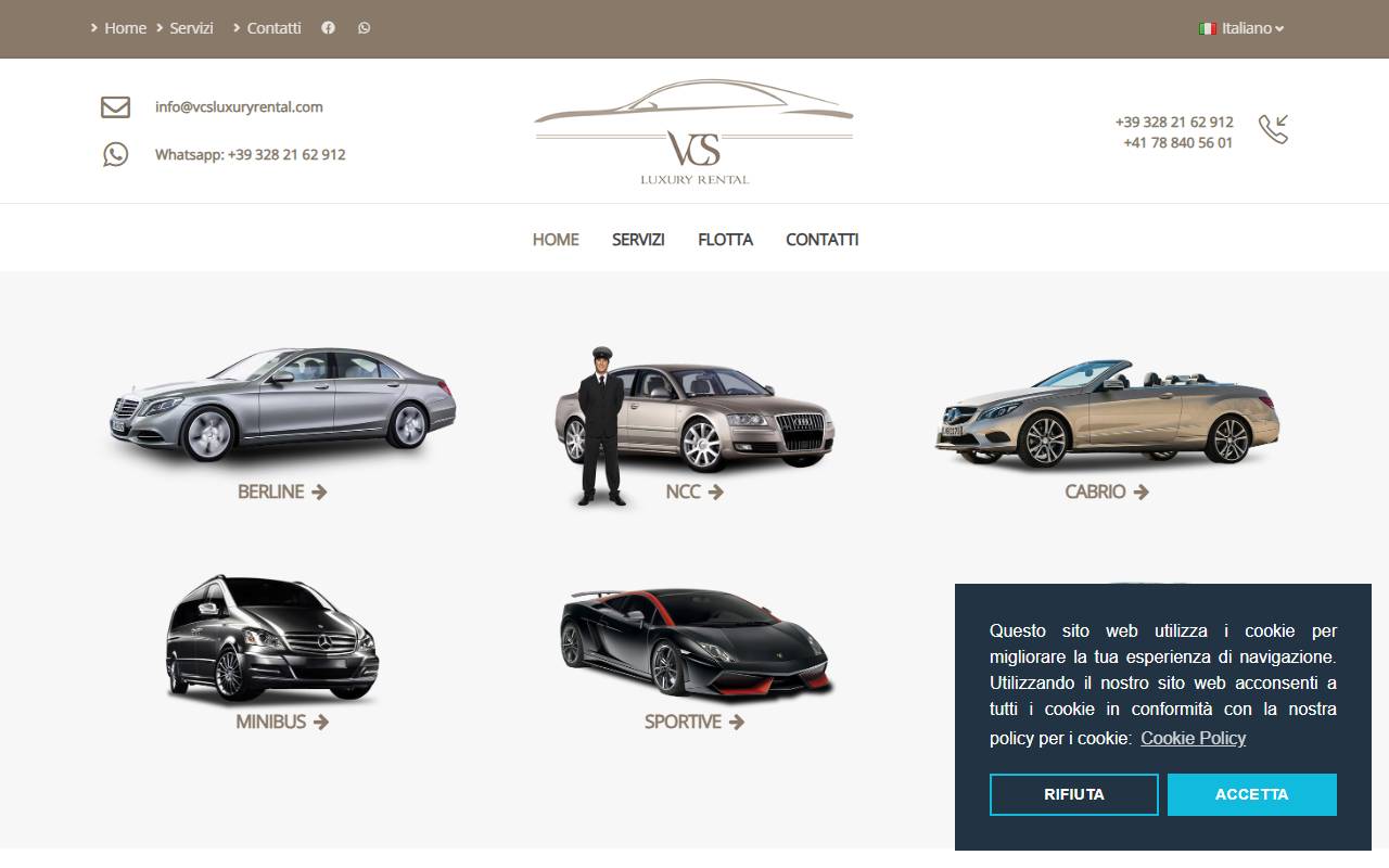 Anteprima del sito: VCS Luxury Rental Sagl