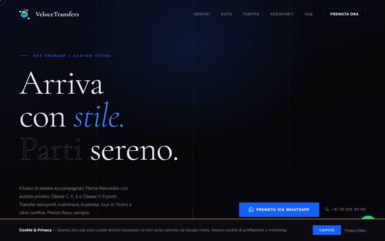 Anteprima del sito: VeloceTransfers Godja