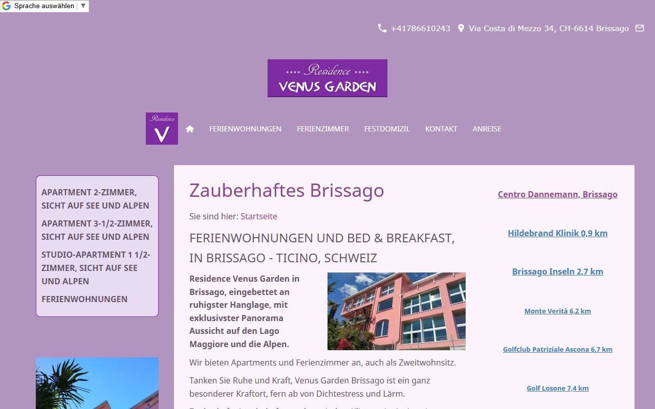 Anteprima del sito: Venus Garden GmbH