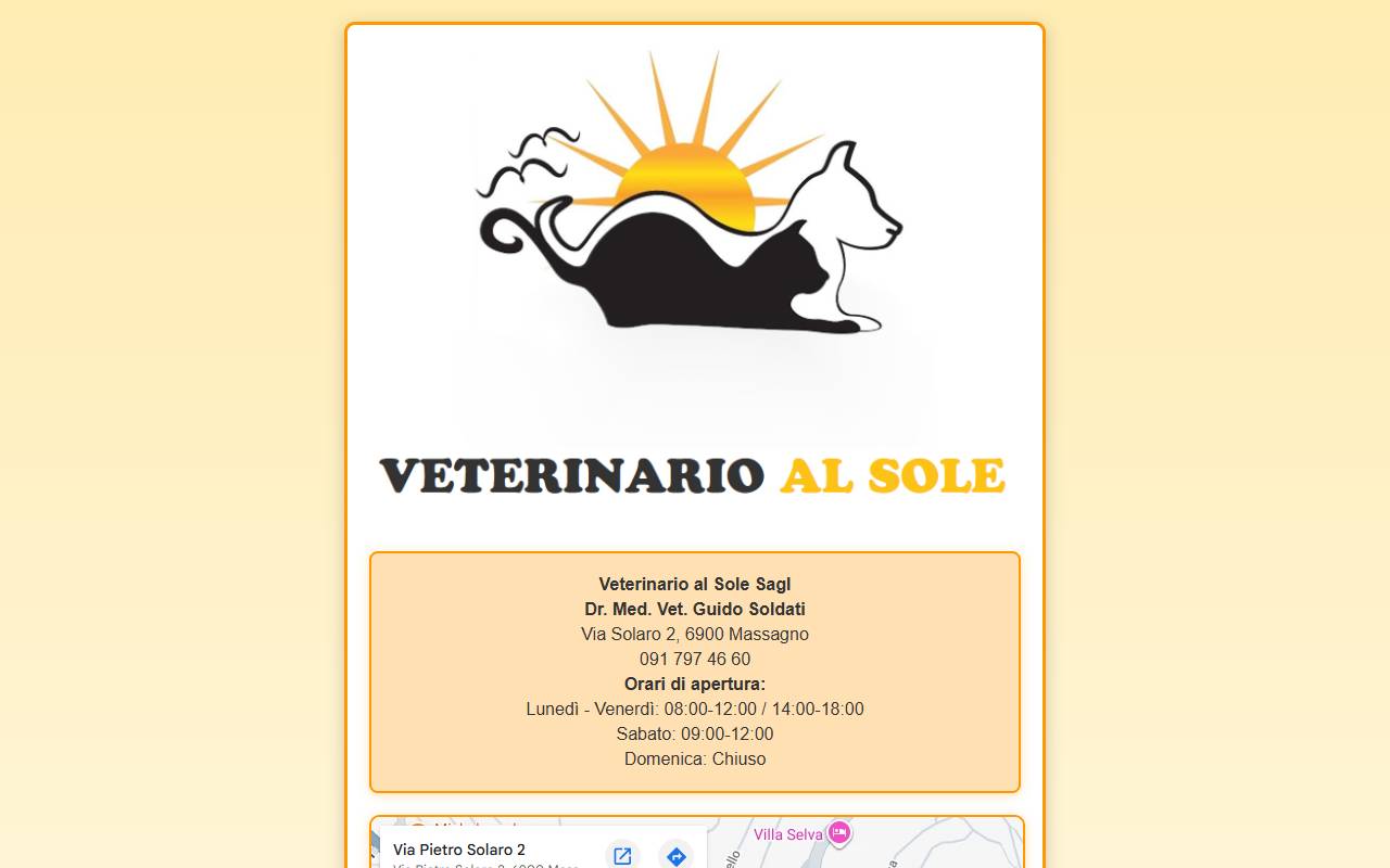 Anteprima del sito: Studio Veterinario al Sole Sagl