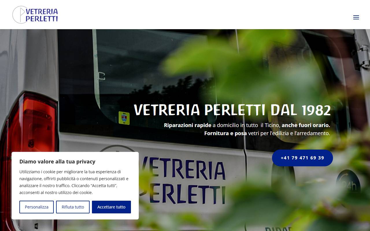 Anteprima del sito: Alla vetreria Perletti Sagl