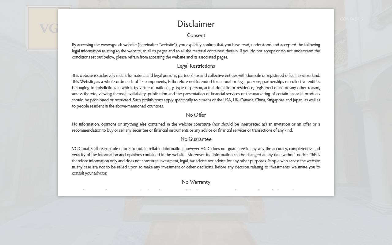 Anteprima del sito: VG Consulting SA