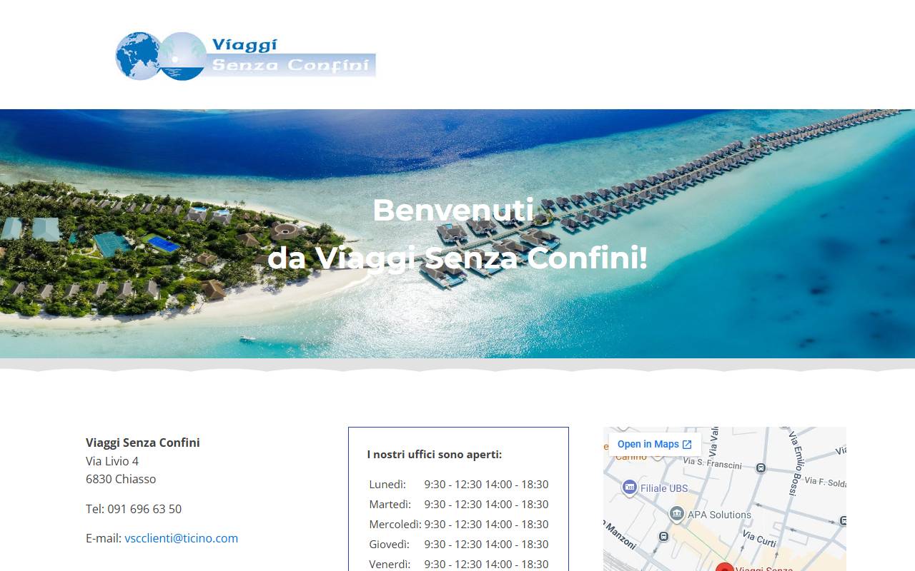 Anteprima del sito: VIAGGI SENZA CONFINI Sagl
