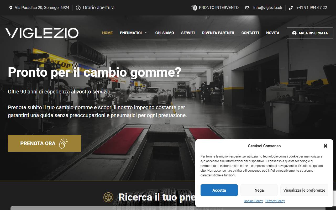 Anteprima del sito: Viglezio Pneumatici SA