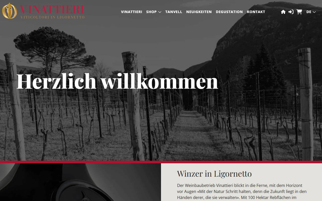 Anteprima del sito: Vinattieri Ticino SA