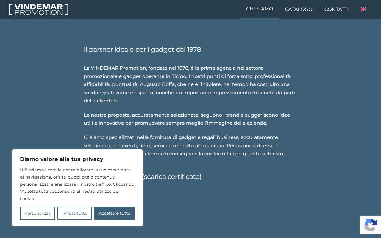 Anteprima del sito: Vindemar Promotion Sagl