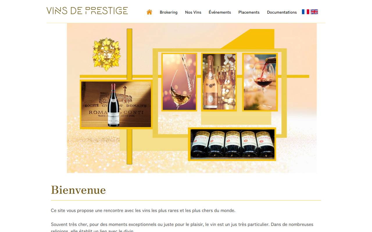 Anteprima del sito: Les Vins de Prestige Sagl