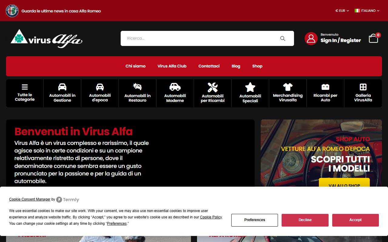Anteprima del sito: Virus Alfa Sagl