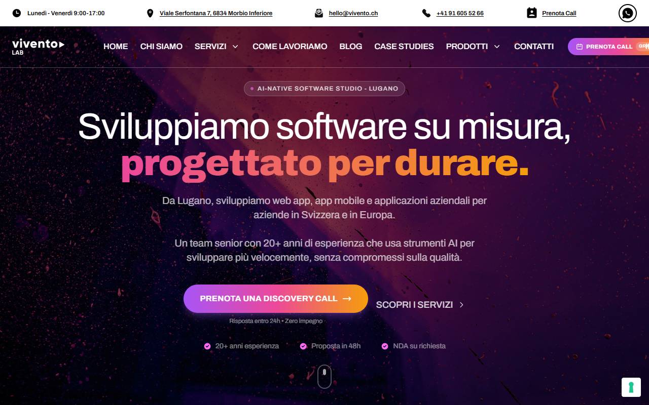 Anteprima del sito: Vivento Lab Sagl