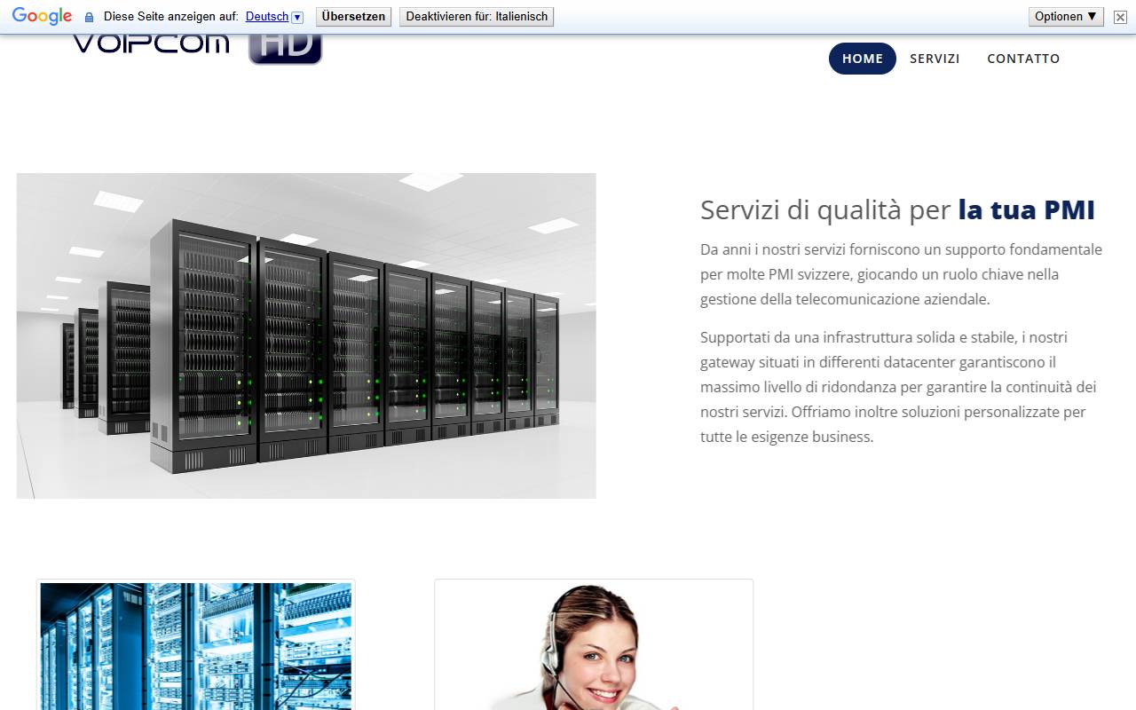 Anteprima del sito: VoipCom HD Sagl