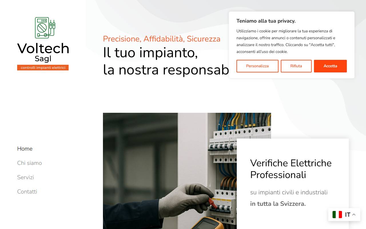 Anteprima del sito: Voltech controlli impianti elettrici Sagl