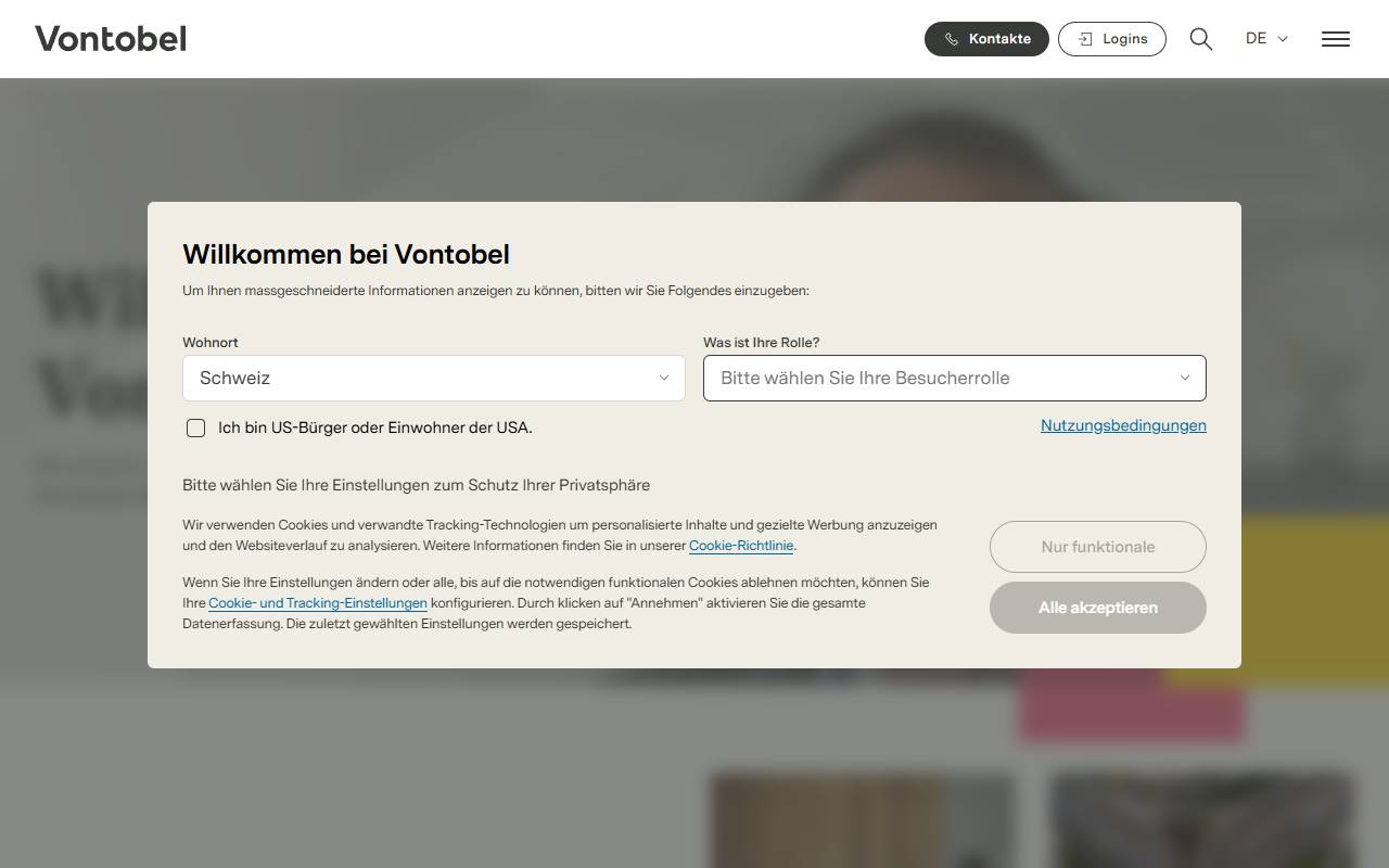 Anteprima del sito: Bank Vontobel AG