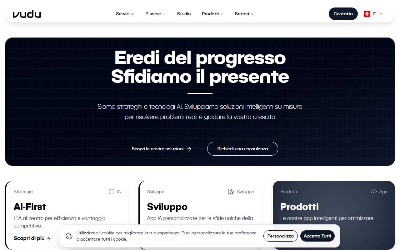 Anteprima del sito: Vudu AI Labs Sagl