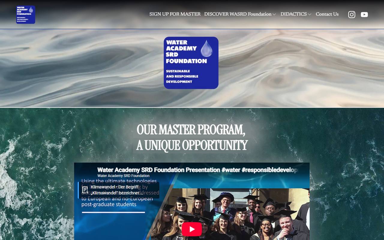 Anteprima del sito: WATER ACADEMY SRD FOUNDATION