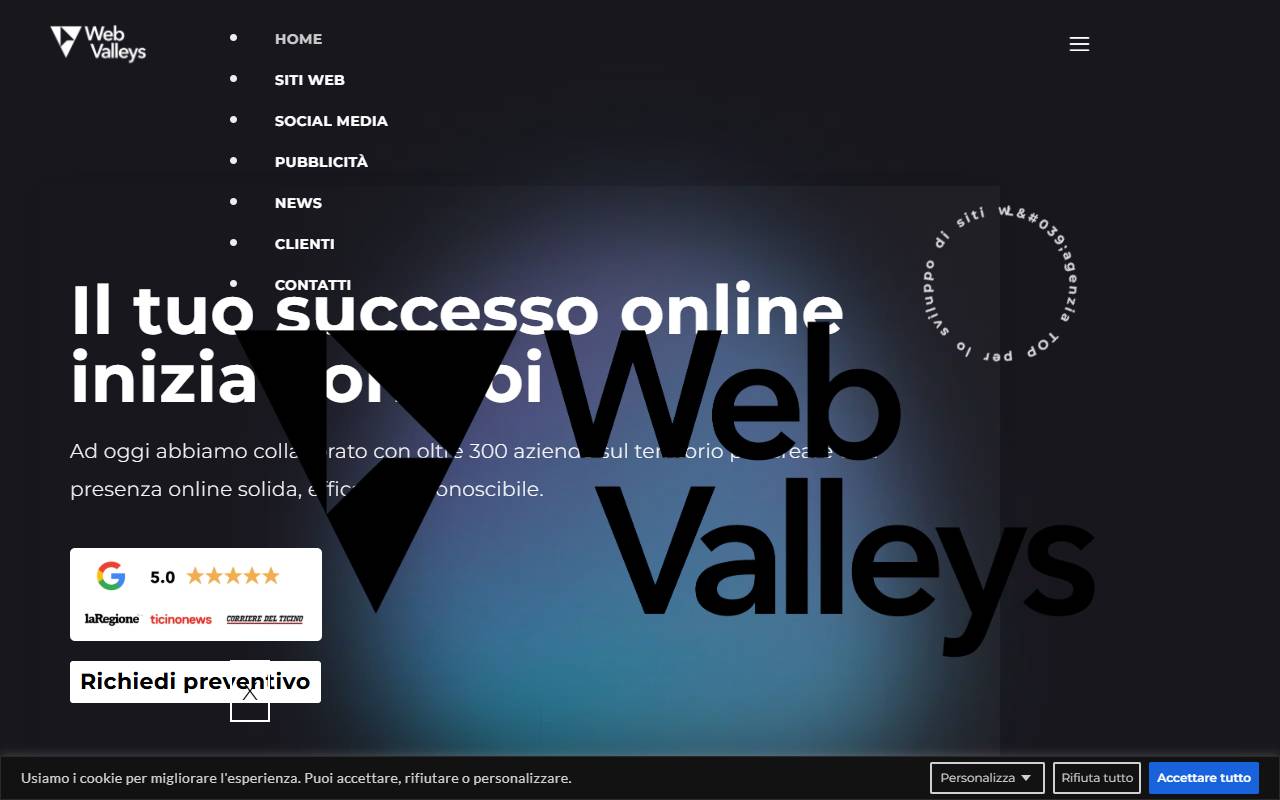 Anteprima del sito: Web Valleys di Cibin