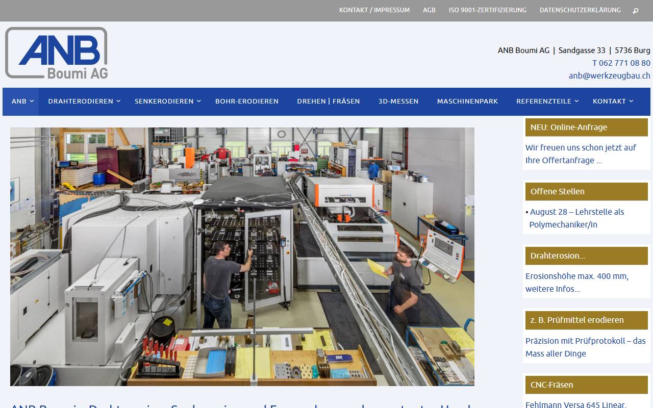 Anteprima del sito: A-WERKZEUGBAU SWISS Sagl
