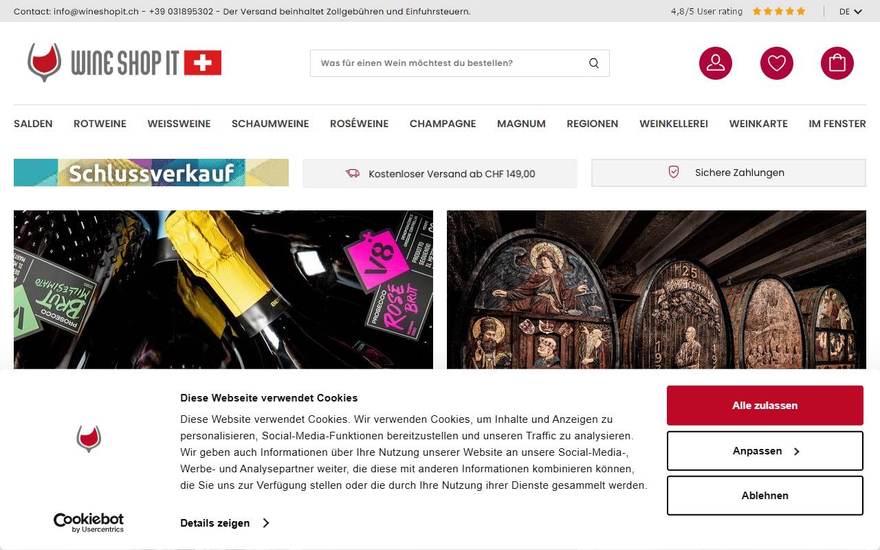 Anteprima del sito: WINESHOPIT SAGL