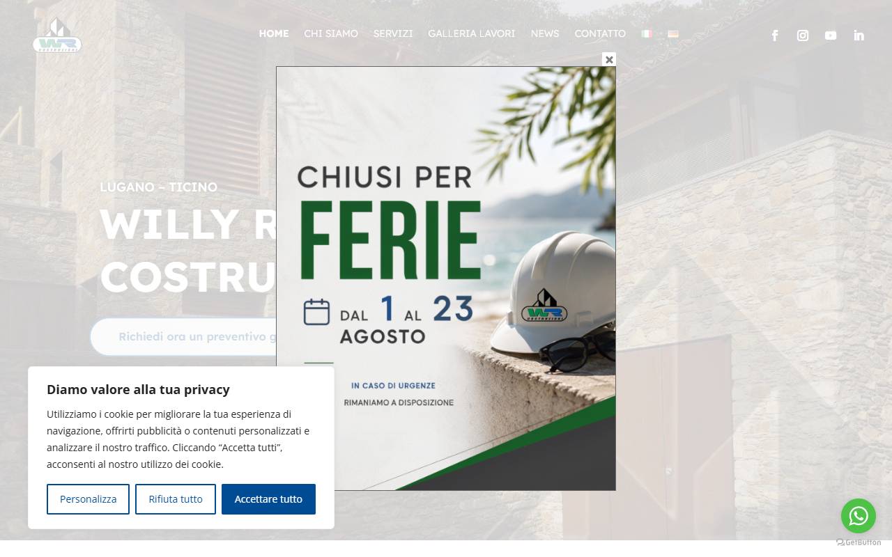 Anteprima del sito: Willy Robbiani Costruzioni Sagl