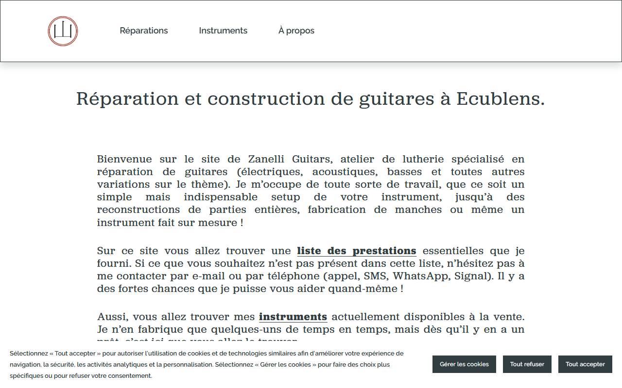 Anteprima del sito: ZANELLI GUITARS