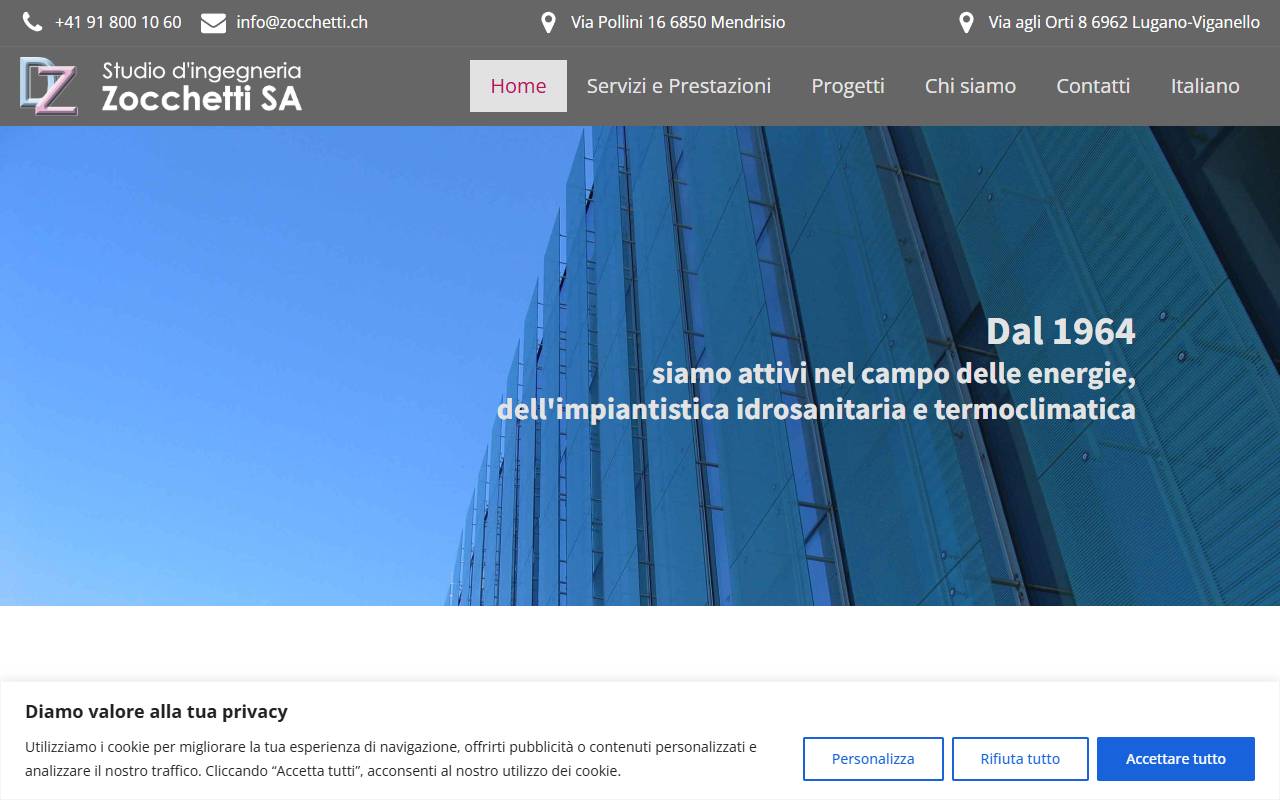 Anteprima del sito: STUDIO D'INGEGNERIA ZOCCHETTI SA