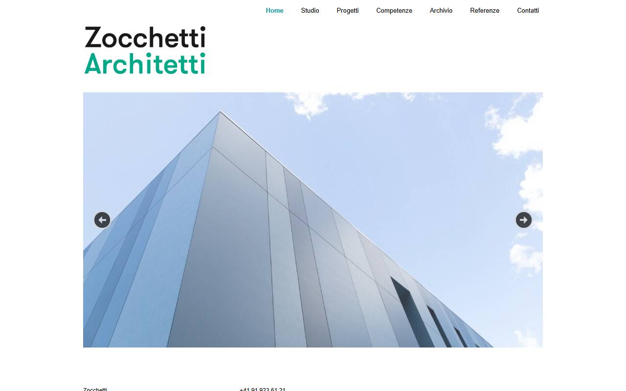 Anteprima del sito: Zocchetti Architetti SA