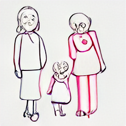 ** "Babysitter in a modern setting, sketched in a light color palette. A native English-speaking babysitter interacts with two young girls, highlighting the profession of childcare and babysitting in today's world. Babysitter, childcare, kids, English native speaker, job, work."