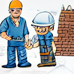 "Muratore a lavoro su un cantiere moderno, illustrato in stile schizzo. L'immagine mostra un muratore con attrezzi come cazzuola e livella, intento a lavorare su un muro di mattoni. Rappresentazione grafica della professione di muratore nel contesto di un cantiere contemporaneo, ideale per annunci di lavoro per muratori e professioni edili."
