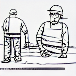 ** "Muratore a lavoro su un cantiere edile. Illustrazione in stile schizzo che mostra un muratore moderno al lavoro con attrezzi come cazzuola e livella, in abiti da lavoro e casco di sicurezza. Contesto moderno con illuminazione brillante e sfondo semplice. Lavoro edile, costruzione, muratore, professionista, cantiere."