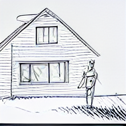 ** "Dachdecker at work on a modern roof, sketch style illustration. Roofing professional installing shingles, using tools and safety gear. Represents a job posting for a roofer, showcasing a modern working environment."