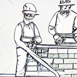 "Muratore a Olten: Illustrazione in stile schizzo di un muratore moderno al lavoro su un cantiere, che utilizza attrezzi come cazzuola e livella, a rappresentare l'offerta di lavoro per un muratore esperto a Olten."