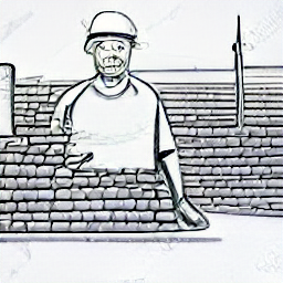 "Bricklayer at work on a modern construction site. Sketch style illustration depicting a skilled mason laying bricks, showcasing the profession of bricklaying in a contemporary setting. Construction, building, masonry, bricklayer, worker."