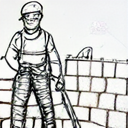"Bricklayer in Grenchen: Sketch-style illustration of a modern bricklayer at work, highlighting the profession's skills and importance in construction projects. Find out more about this exciting job opportunity in Grenchen."