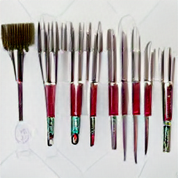 ** "Painter using a set of paint brushes in a modern studio. The image showcases the tools and workspace of a contemporary painter. Ideal for artist, painting, art supplies, creativity, and hobby related searches."