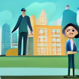 ** "Insurance Broker Cartoon: A cheerful insurance broker shaking hands with a satisfied client, representing trust and professional service in the insurance industry. Find your next insurance opportunity with Gi Group in Lugano."