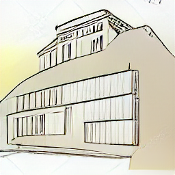 "Painter working on a modern building in Lugano, Switzerland. Sketch style illustration depicting a skilled painter using a roller and showcasing attention to detail, representing a painting job opportunity in the construction industry."