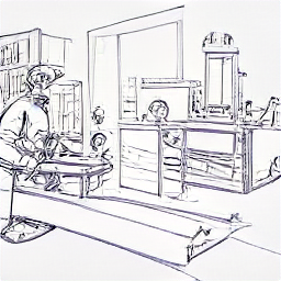 "Meccanico/Polimeccanico a Bettlach: Illustrazione in stile schizzo di un meccanico moderno che lavora con una fresatrice CNC e piccoli componenti di precisione in un'officina. L'immagine rappresenta un'officina meccanica contemporanea con attrezzature e strumenti."