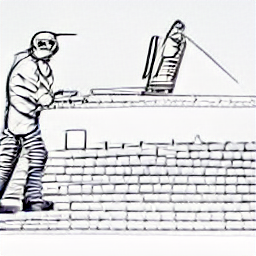 "Bricklayer working on a construction site, sketch style illustration. Modern building in the background, showcasing tools like a trowel and bricks. Find skilled bricklayers and construction jobs in Burgdorf."
