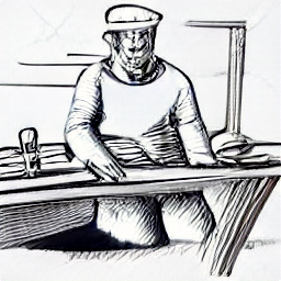 "Carpenter, plasterer, painter and stucco worker jobs in Switzerland. Sketch style illustration depicting a skilled craftsman working with wood, showcasing the trades needed for construction and interior design projects."