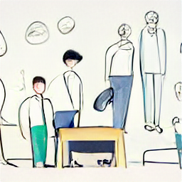 "Sketch illustration of a person attending a personal development workshop or coaching session, symbolizing personal growth and teamwork. Modern setting, highlighting the opportunity for career development and flexible working hours. Find your path to success with our team!"